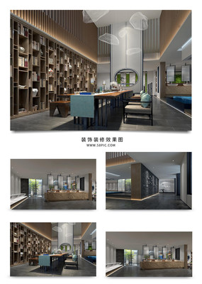 新中式建材会所接待卫浴展示厅3D模型设计图免费下载_max格式_编号34890886